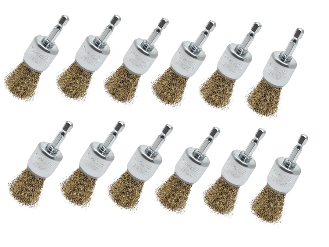 12pk 1" Wire End Brush for Drill,1-inch Diameter, Brass-Coated