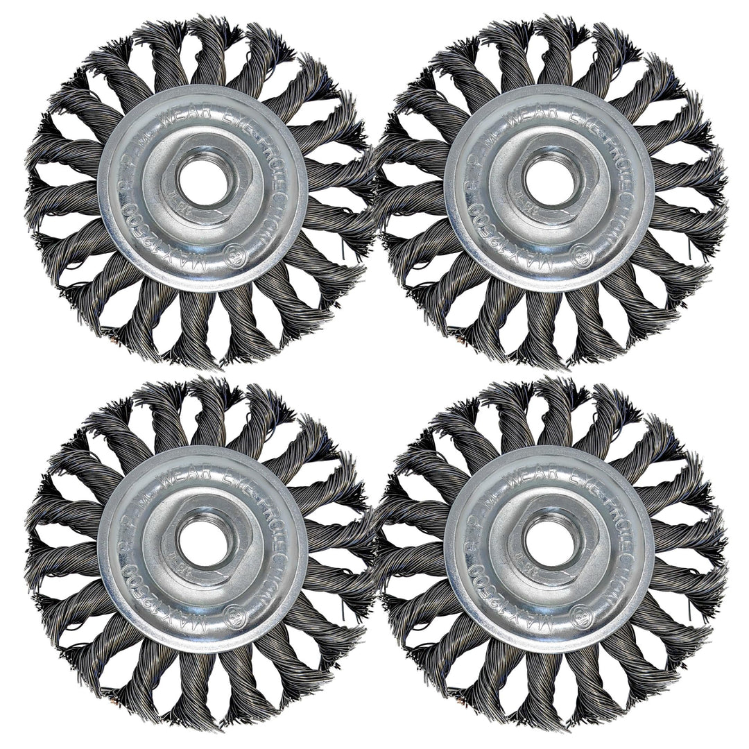 LINE10 Tools Lot de 4 brosses circulaires nouées de 10,2 cm pour meuleuse d'angle, 1/2" d'épaisseur, pour un nettoyage intensif de la rouille 