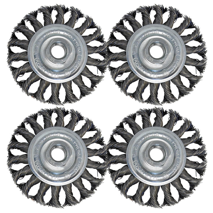 LINE10 Tools Lot de 4 brosses circulaires nouées de 10,2 cm pour meuleuse d'angle, 1/2" d'épaisseur, pour un nettoyage intensif de la rouille 