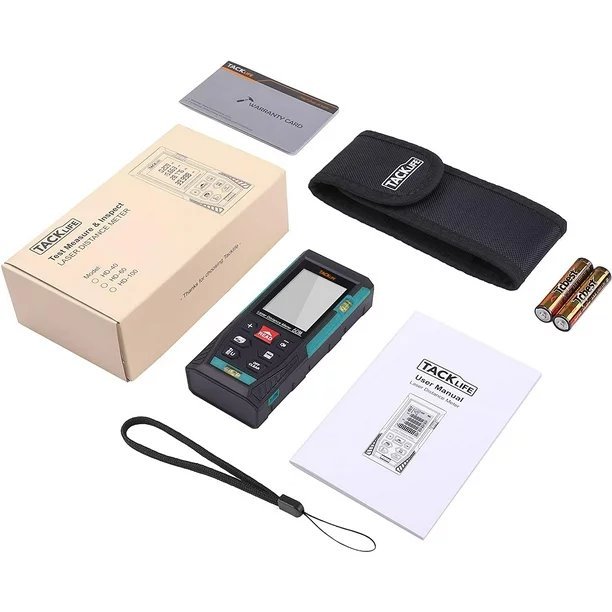 Laser Distance Meter 196Ft, Pythagorean Mode, Mute - Blue