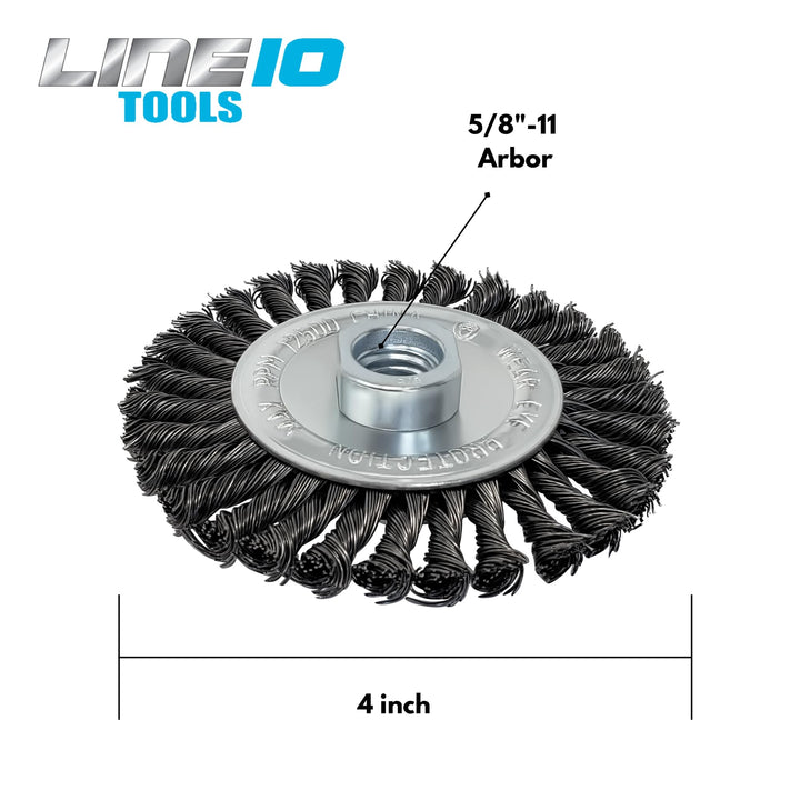 4pk 4" Precision Knotted Wire Wheel for Angle Grinder, 5/8-11 Arbor
