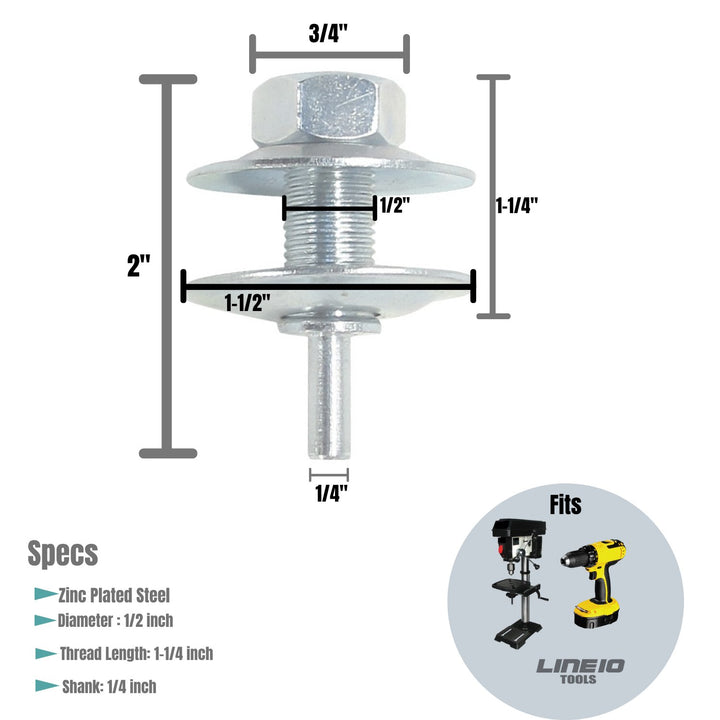 1/2-Inch Drill Arbor Adapter for Buffing and Grinding Wheels