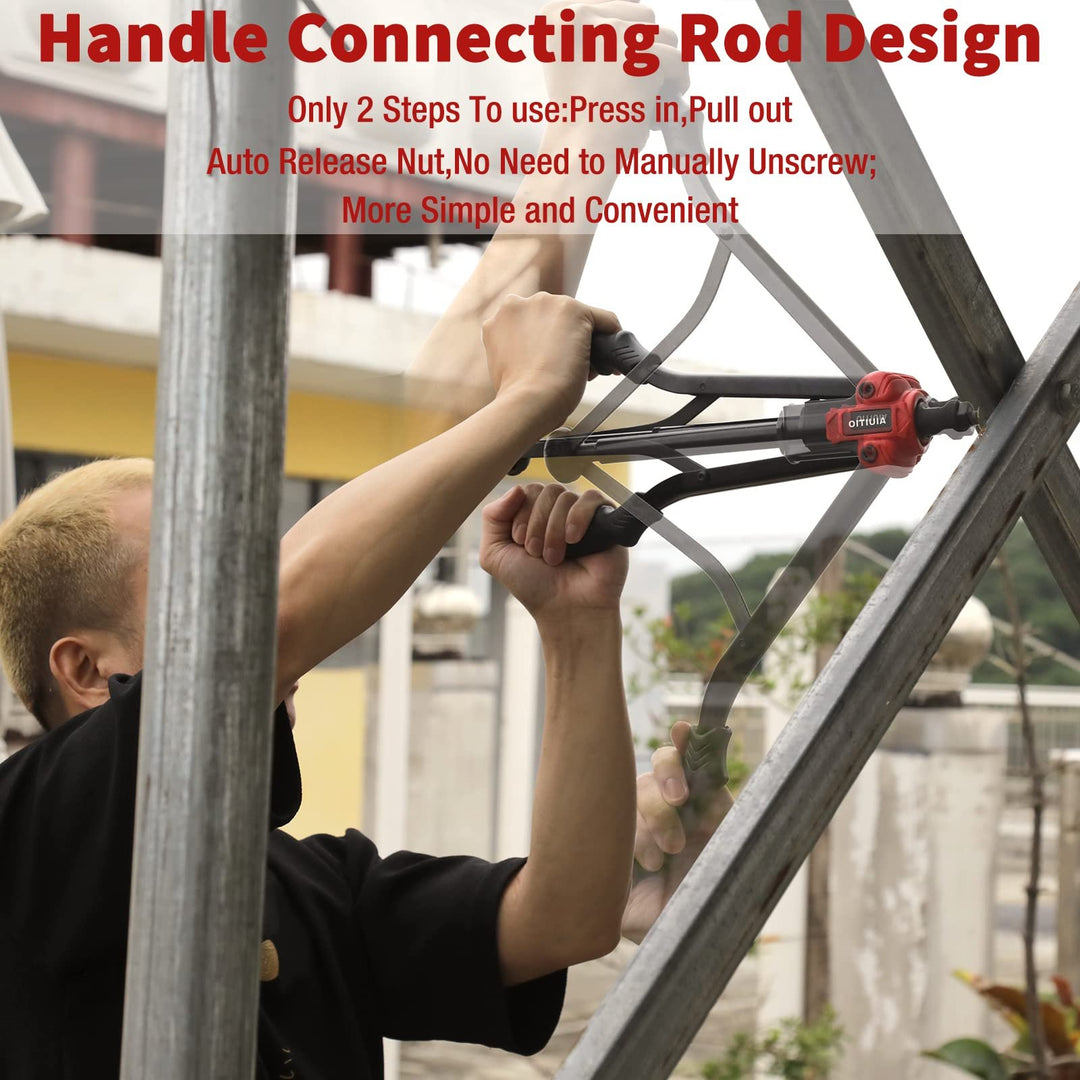 16'' Rivet Nut Tool, Auto Release Nut Rivnut Tool Kit with 130 pc Rivet Nuts 13 Metric and SAE