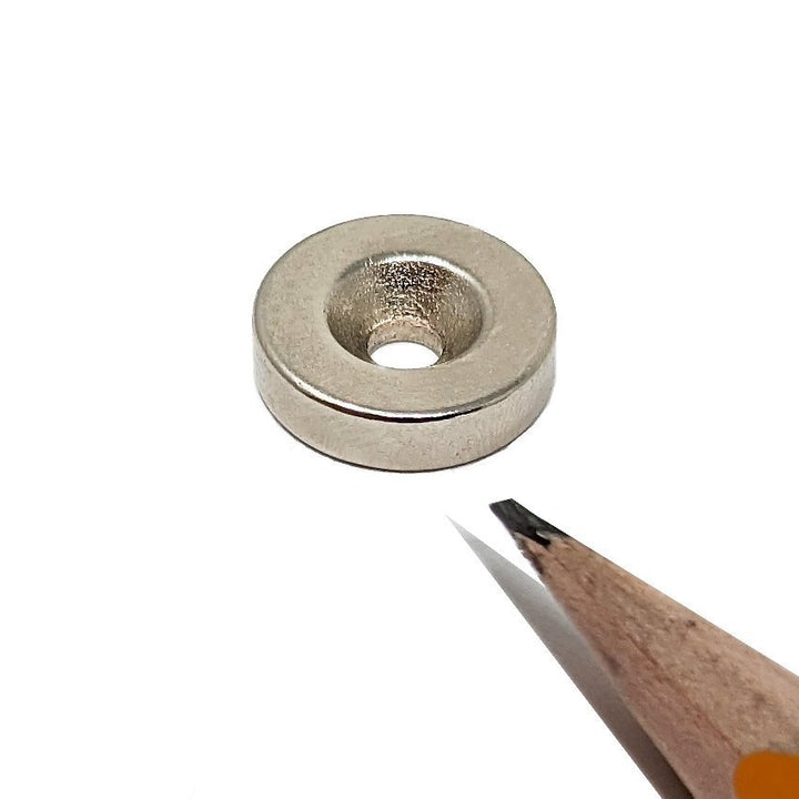 Imán de neodimio de disco con orificio para fregadero de encimera de 1/2" de diámetro x 1/8" de espesor