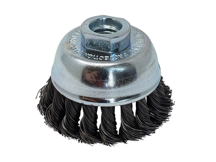 Brosse coupe en fil noué de 3 pouces pour meuleuses d'angle (arbre 5/8-11)
