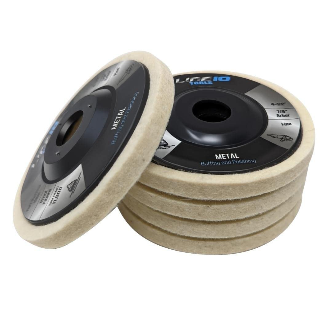 LINE10 Tools Roue de polissage en feutre de 4-1/2 po, arbre de 7/8 po pour meuleuse d'angle (paquet de 5)