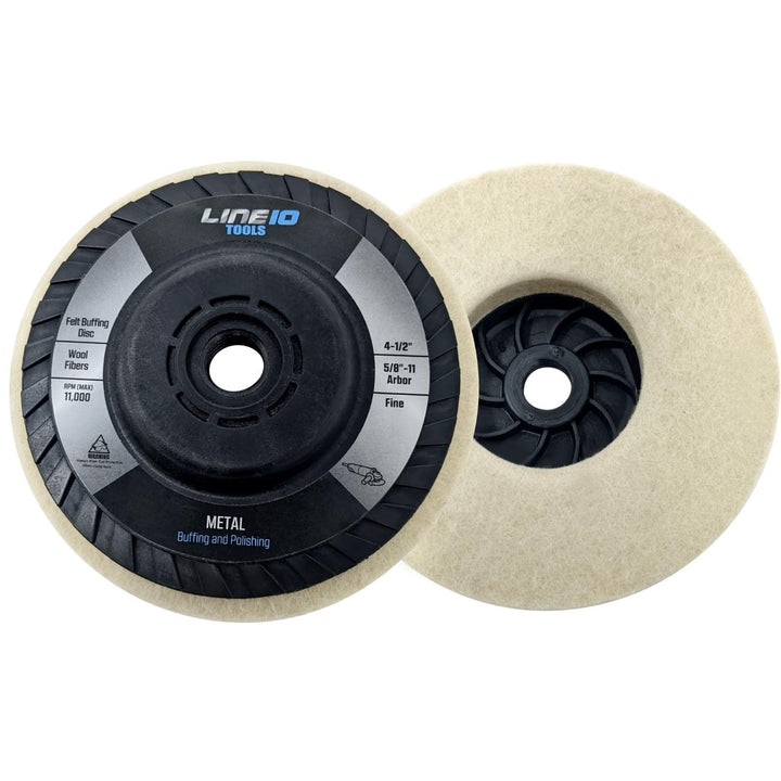 Lot de 4 roues de polissage en feutre 4-1/2" avec arbre fileté 5/8-11 pour meuleuse d'angle