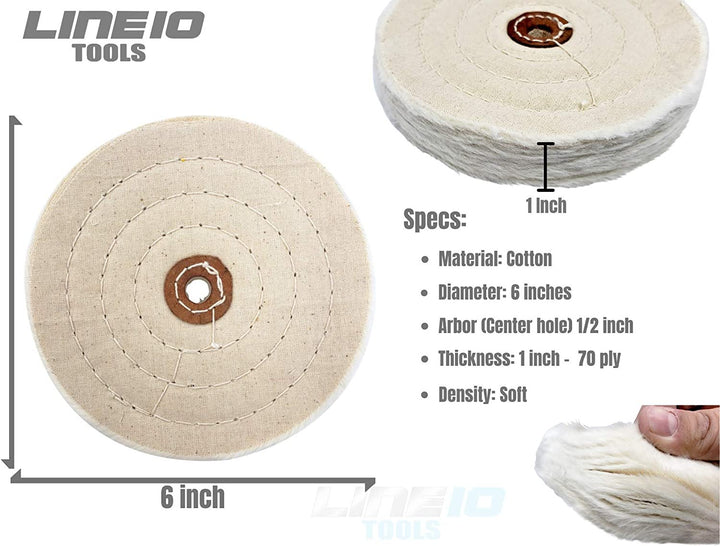 Kit de rueda pulidora de metal de 6" para amoladora de banco de acero inoxidable, aluminio y hierro