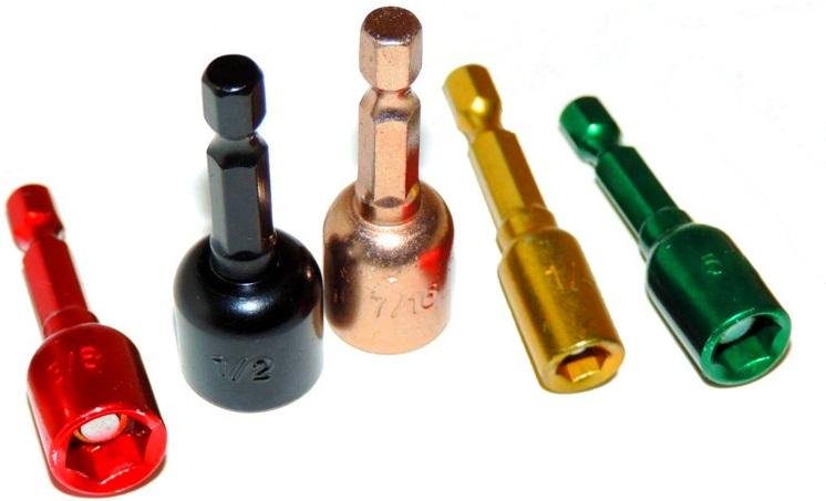 Jeu de 5 tourne-écrous magnétiques - Code couleur