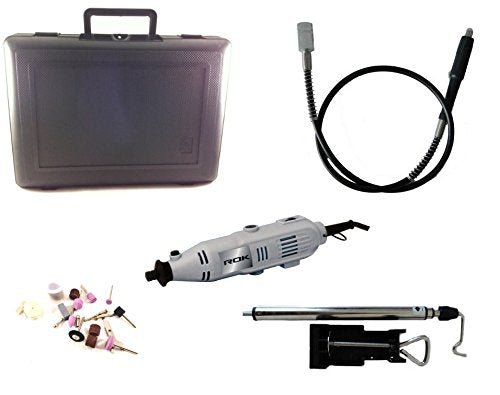 Kit de herramientas rotativas de velocidad variable ROK con eje flexible y juego de accesorios de 40 piezas
